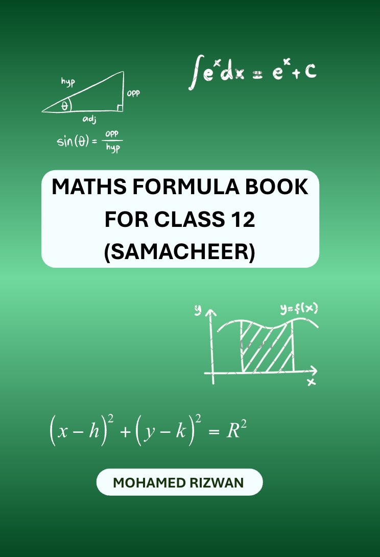 Maths Formula Book for Class 12 Samacheer